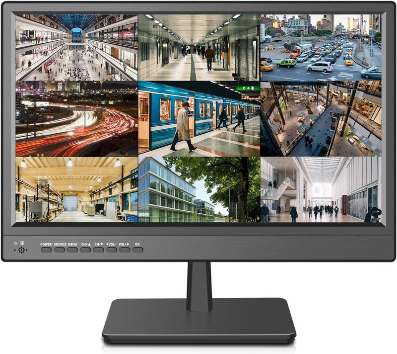 Jexiop 17inch Security Monitor,Supports Wall-Mounted-USB/Full Format Video Playback,CCTV Monitor with AV/HDMI Input/VGA/Headphone Output,Built-in Speaker, Remote Contro - Image 1